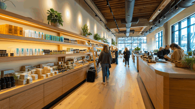 Intérieur d'une boutique de CBD aux États-Unis en 2025