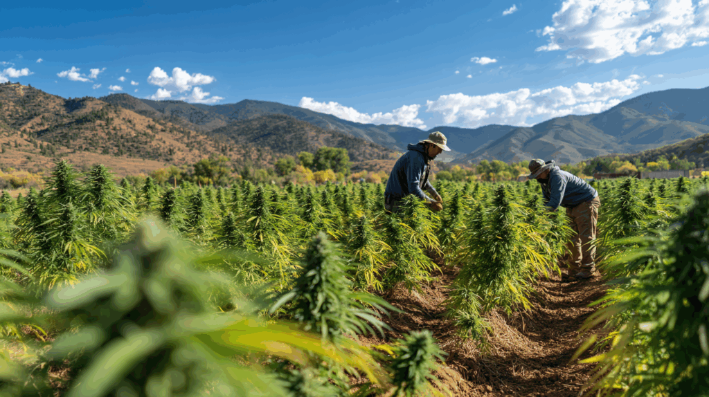 Récolte de chanvre dans une ferme du Colorado
