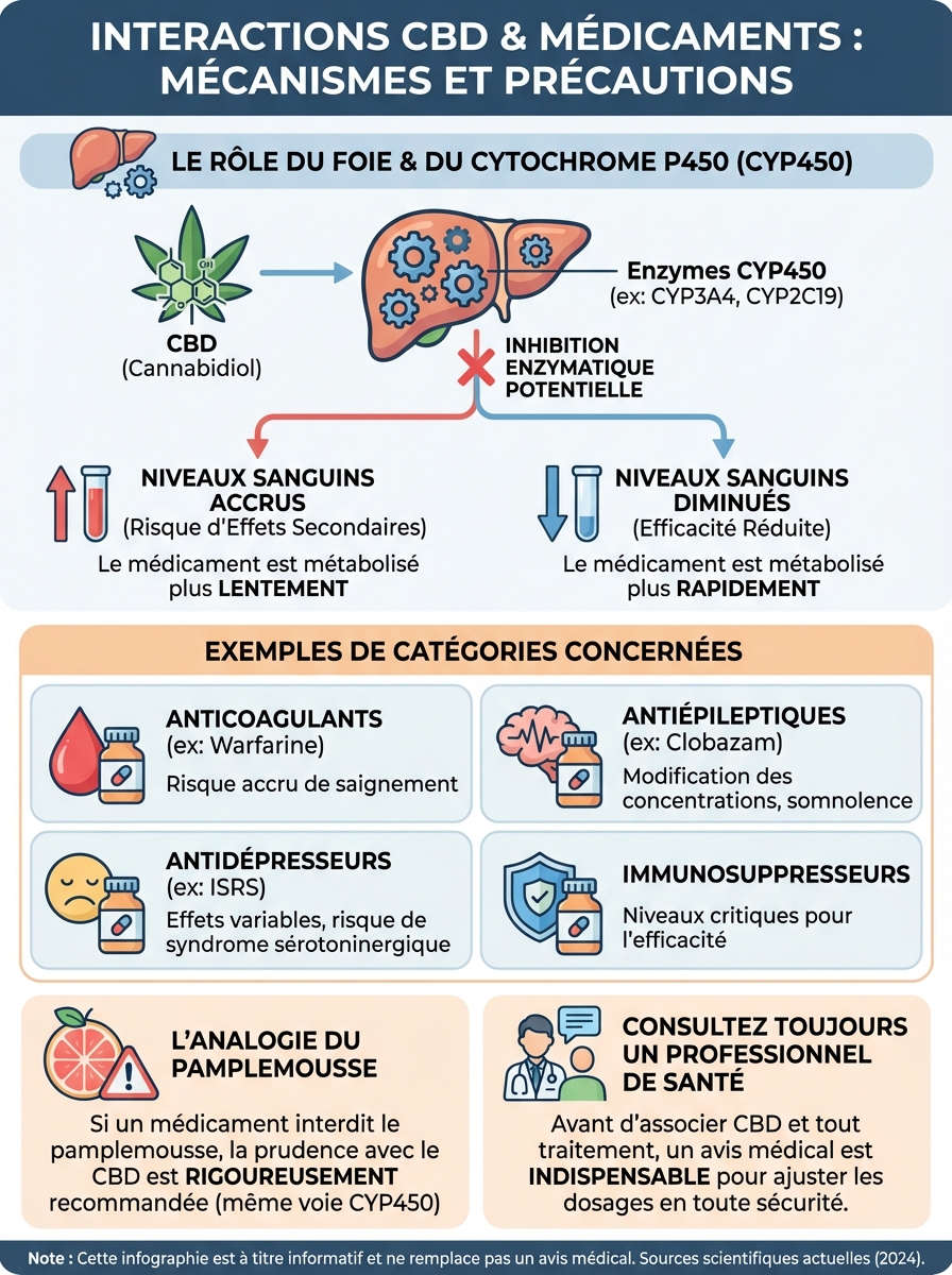 Infographie cbd interaction medicaments