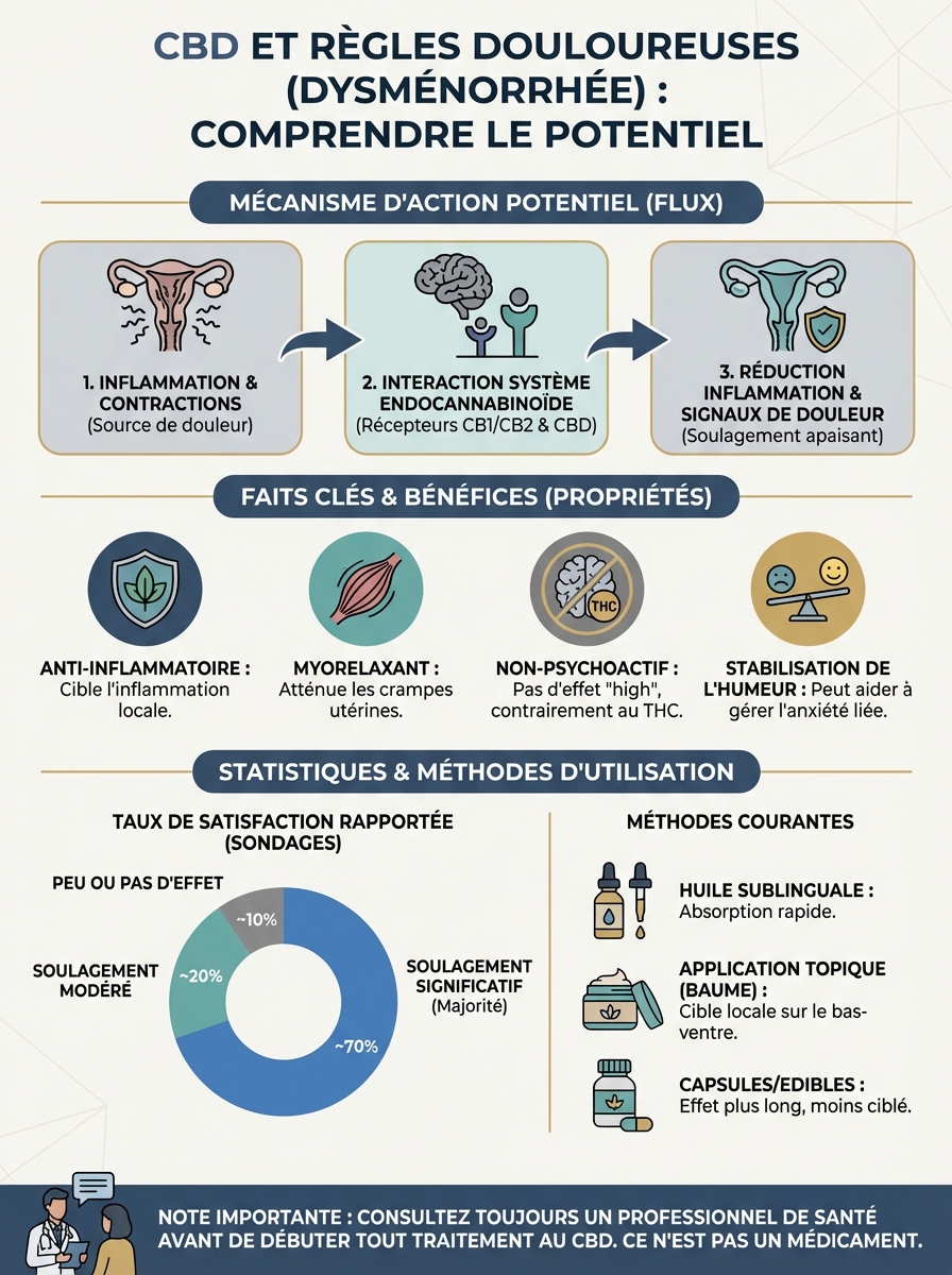 Infographie cbd règles douloureuses
