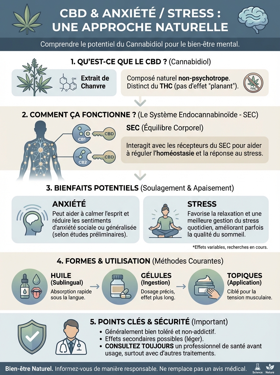 Infographie cbd anxiété stress naturel