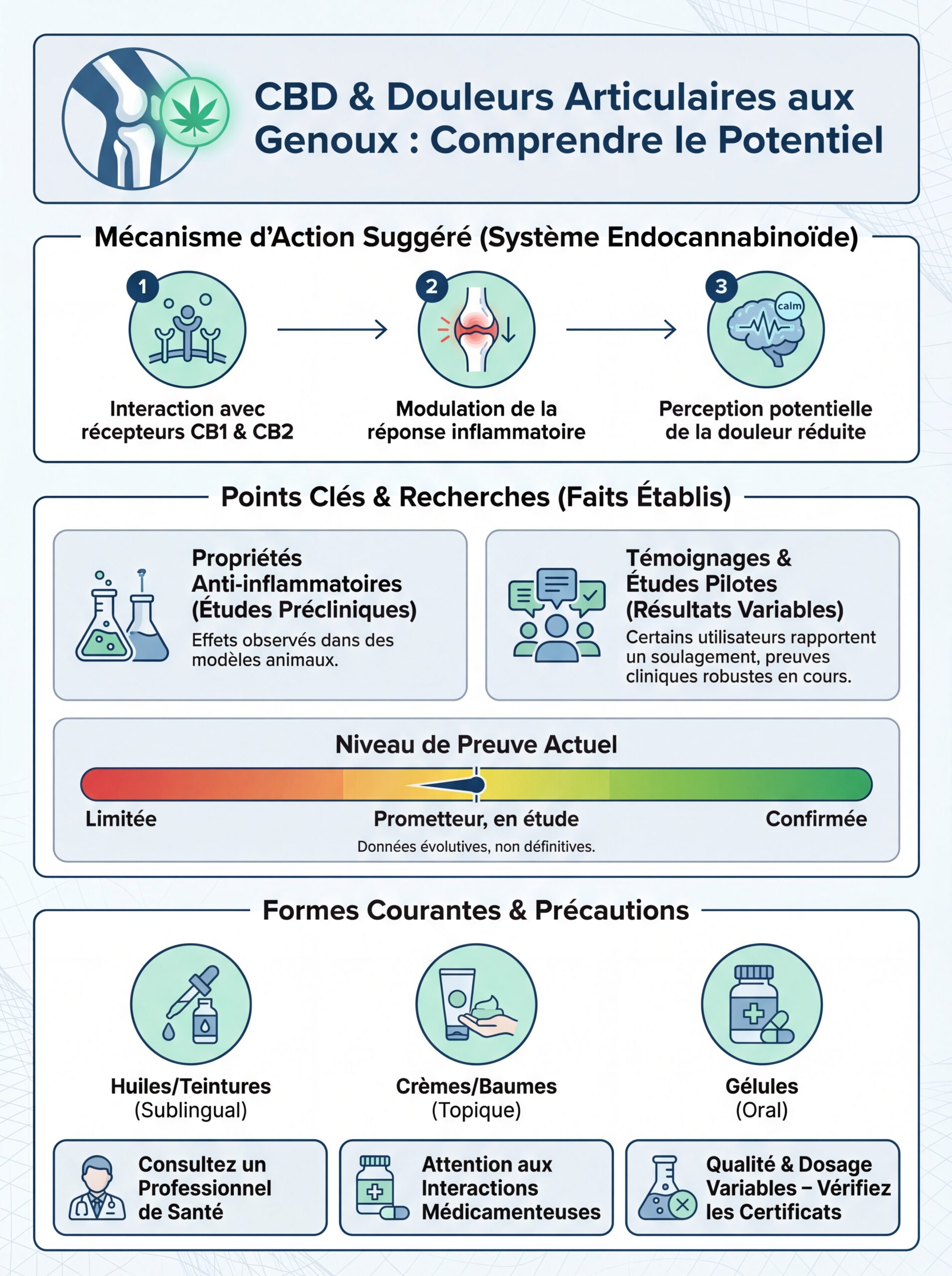Infographie cbd douleurs articulaires genoux